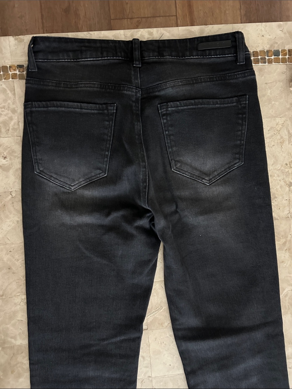 Risen Los Angeles Black High Rise Flare Raw Hem Jeans slit bottom legs Size 7/28 - Picture 4 of 12